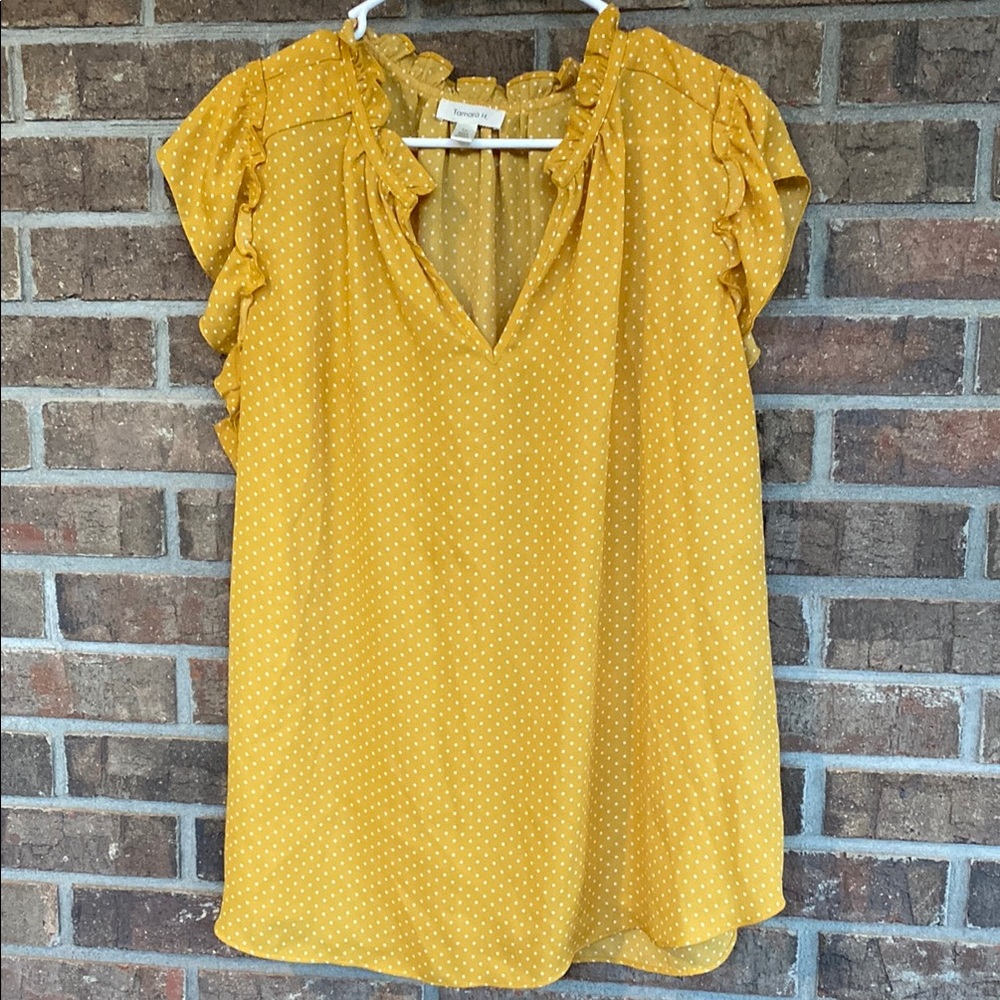 Mustard Ruffle Sleeve Blouse